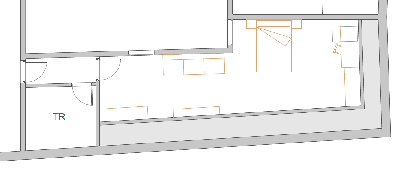 plano de buhardilla transformado en habitación